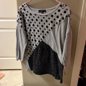 Gray and Black Polka Dot Women's Top